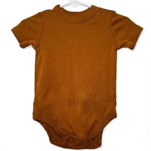Goumi Baby Bodysuit Butt Flap Brown Orange Short Sleeve Onesie 6-12 M Bamboo